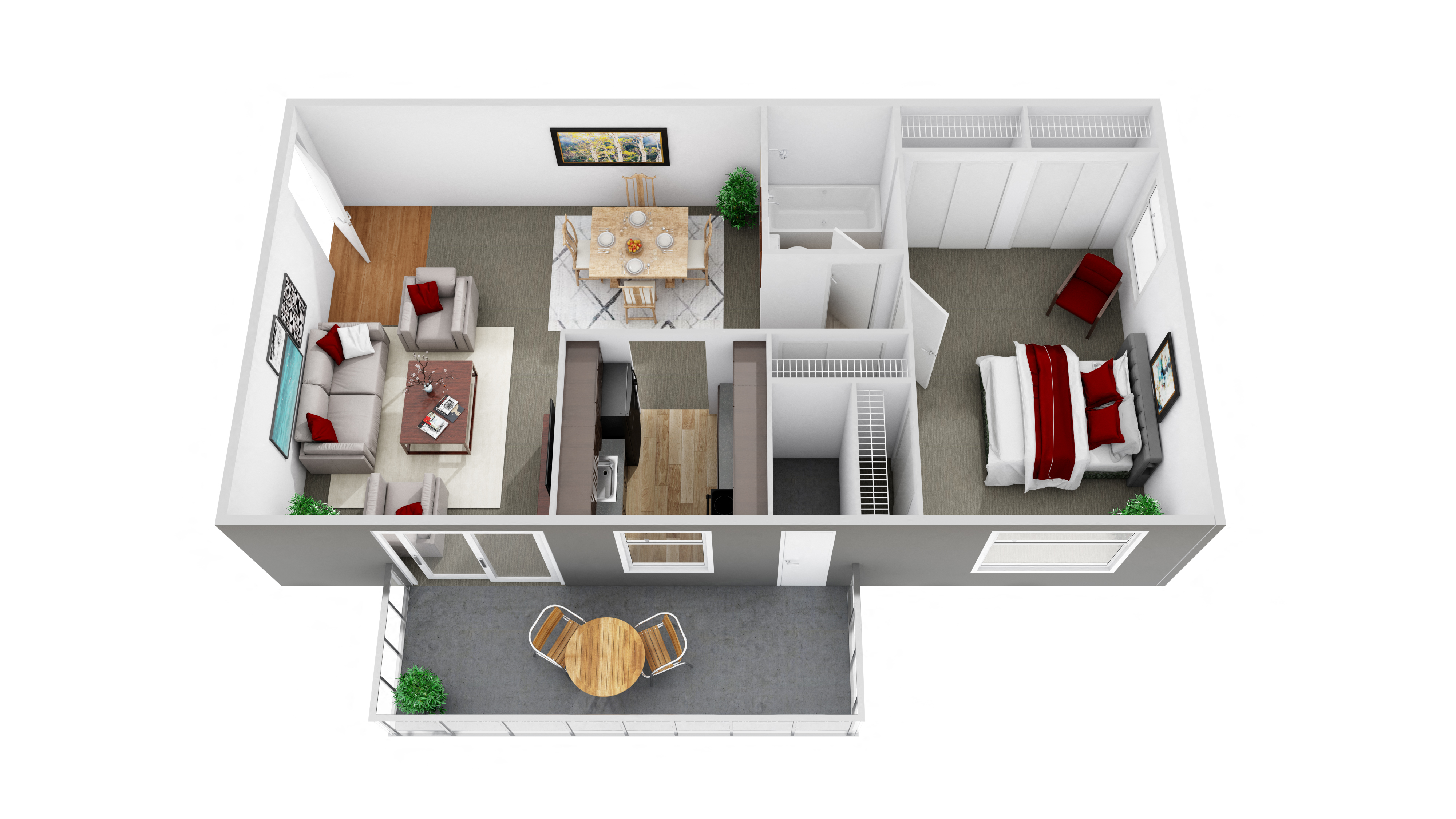 Floor plan for 1 bed, 1 bath, 680 sqft